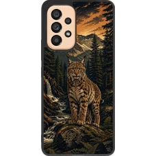Coque Samsung Galaxy A53 5G - Silicone rigide noir Linocut Lynx