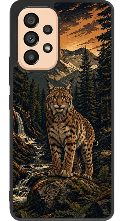 Coque Samsung Galaxy A53 5G - Silicone rigide noir Linocut Lynx