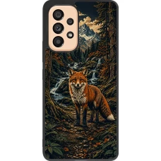 Coque Samsung Galaxy A53 5G - Silicone rigide noir Linocut Renard