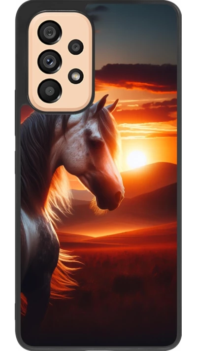 Samsung Galaxy A53 5G Case Hülle - Silikon schwarz Majestätischer Sonnenuntergang Pferd