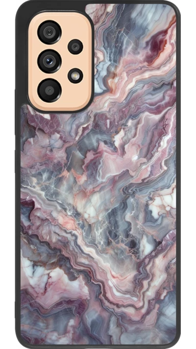 Coque Samsung Galaxy A53 5G - Silicone rigide noir Marbre violette argentée