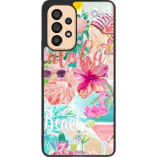 Samsung Galaxy A53 5G Case Hülle - Silikon schwarz Preppy Collage Aloha