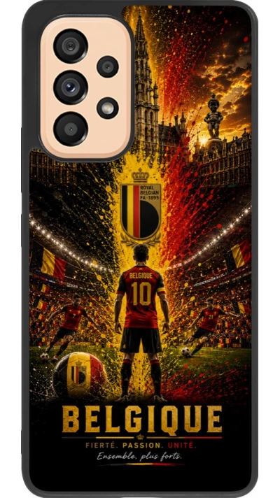 Coque Samsung Galaxy A53 5G - Silicone rigide noir Football Belgique splash 2026