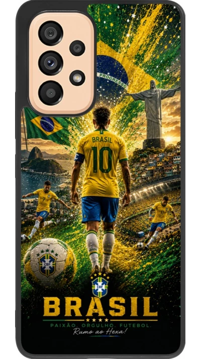 Coque Samsung Galaxy A53 5G - Silicone rigide noir Football Brésil splash 2026