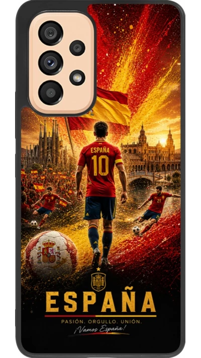 Coque Samsung Galaxy A53 5G - Silicone rigide noir Football Espagne splash 2026