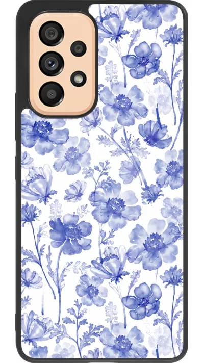 Coque Samsung Galaxy A53 5G - Silicone rigide noir Spring 23 watercolor blue flowers