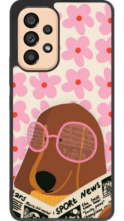 Coque Samsung Galaxy A53 5G - Silicone rigide noir Dog with newspaper Spring 2026