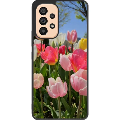 Coque Samsung Galaxy A53 5G - Silicone rigide noir Tulips Spring 2026