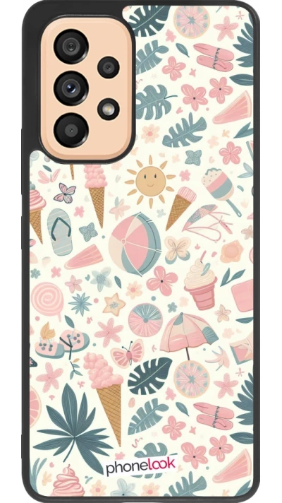 Coque Samsung Galaxy A53 5G - Silicone rigide noir Summer Pink Pattern