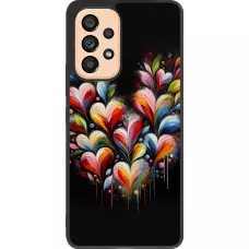 Coque Samsung Galaxy A53 5G - Silicone rigide noir Valentine 2024 Coeur Noir Abstrait