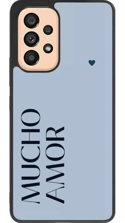 Coque Samsung Galaxy A53 5G - Silicone rigide noir Valentine 2024 mucho amor azul