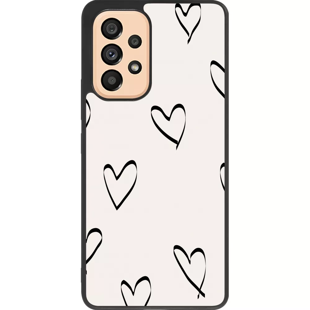 Coque Samsung Galaxy A53 5G - Silicone rigide noir Valentine 2023 minimalist hearts