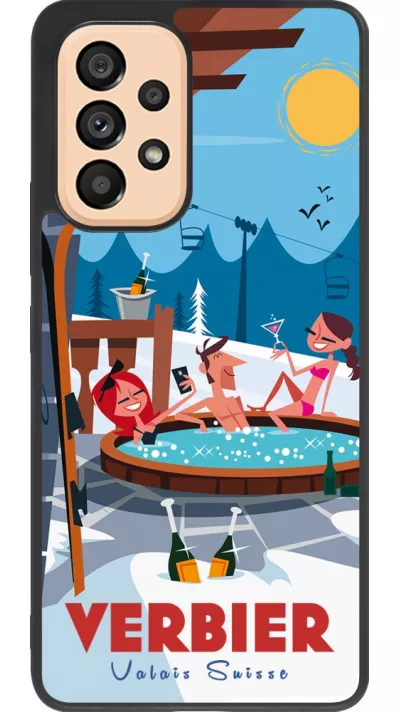 Coque Samsung Galaxy A53 5G - Silicone rigide noir Verbier Mountain Jacuzzi