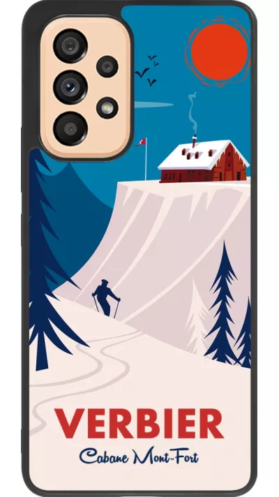 Coque Samsung Galaxy A53 5G - Silicone rigide noir Verbier Cabane Mont-Fort