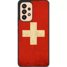 Coque Samsung Galaxy A53 5G - Silicone rigide noir Vintage Flag SWISS