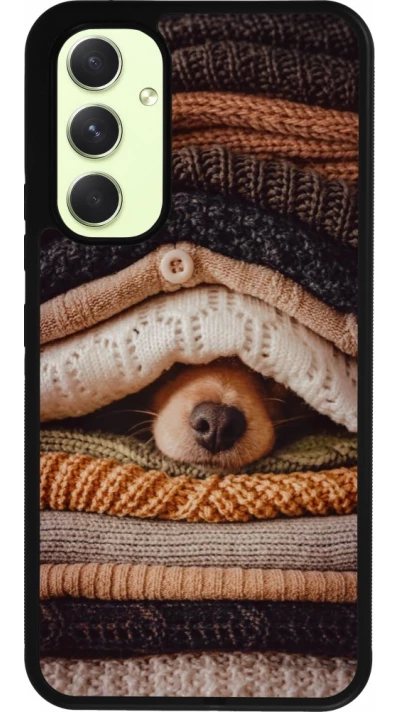 Coque Samsung Galaxy A54 5G - Silicone rigide noir Autumn 26 Dog under the covers