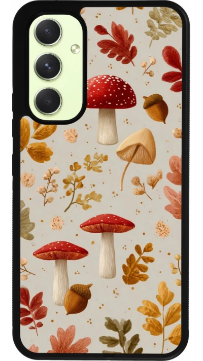 Coque Samsung Galaxy A54 5G - Silicone rigide noir Autumn 26 Mushrooms and leaves