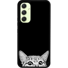 Samsung Galaxy A54 Case Hülle - Silikon schwarz Cat Looking Up Black