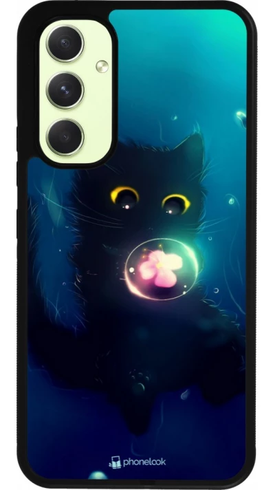 Samsung Galaxy A54 Case Hülle - Silikon schwarz Cute Cat Bubble