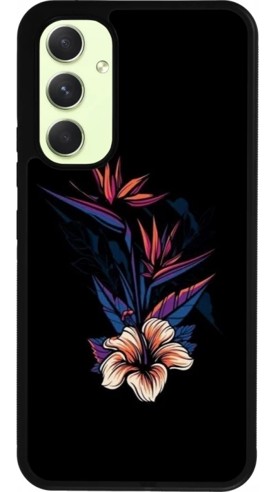 Samsung Galaxy A54 Case Hülle - Silikon schwarz Dark Flowers