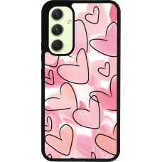 Samsung Galaxy A54 Case Hülle - Silikon schwarz Easter 2023 pink hearts