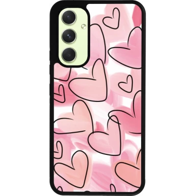 Samsung Galaxy A54 Case Hülle - Silikon schwarz Easter 2023 pink hearts