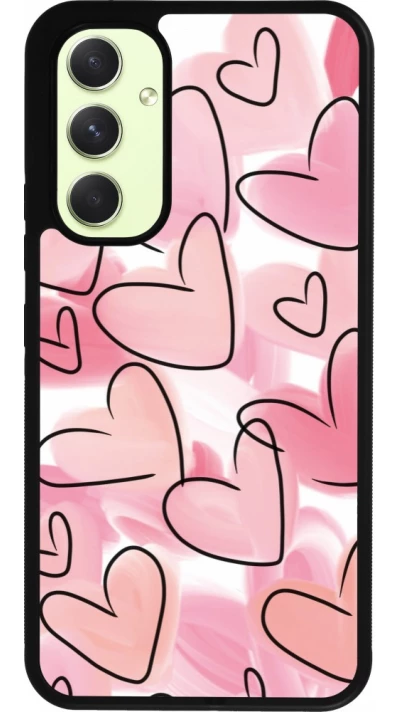 Samsung Galaxy A54 Case Hülle - Silikon schwarz Easter 2023 pink hearts