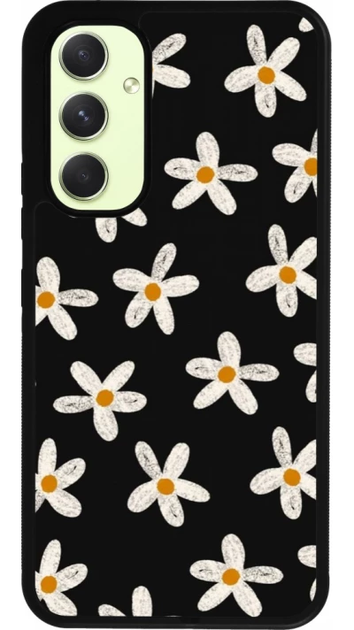 Samsung Galaxy A54 Case Hülle - Silikon schwarz Easter 2024 white on black flower