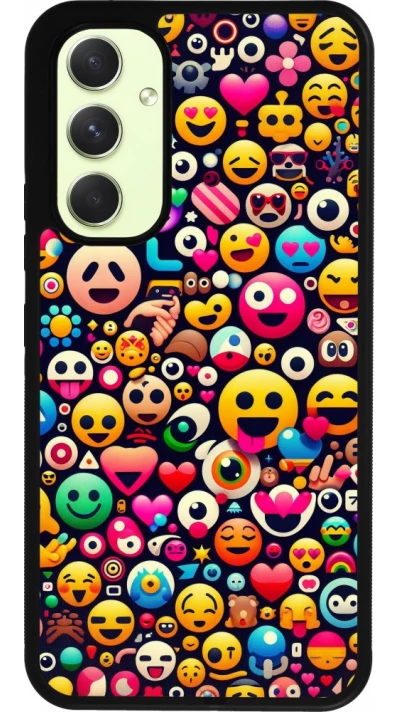 Samsung Galaxy A54 Case Hülle - Silikon schwarz Emoji Mix Farbe