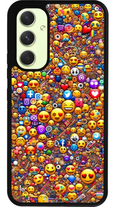 Samsung Galaxy A54 Case Hülle - Silikon schwarz Emoji gemischt