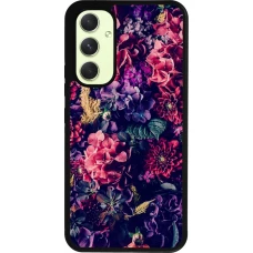 Samsung Galaxy A54 Case Hülle - Silikon schwarz Flowers Dark