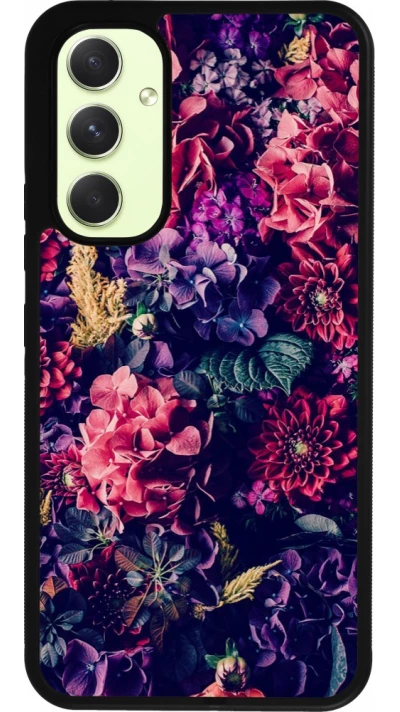 Samsung Galaxy A54 Case Hülle - Silikon schwarz Flowers Dark