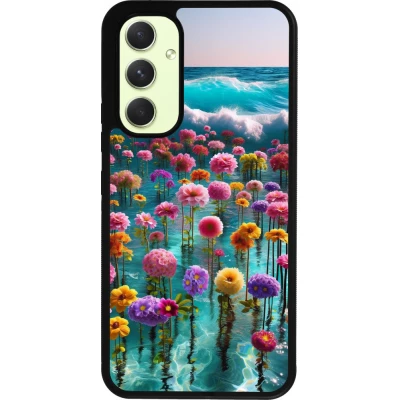 Samsung Galaxy A54 Case Hülle - Silikon schwarz Blumenmeer Wellen
