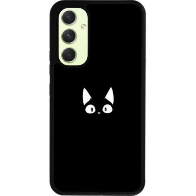 Coque Samsung Galaxy A54 5G - Silicone rigide noir Funny cat on black