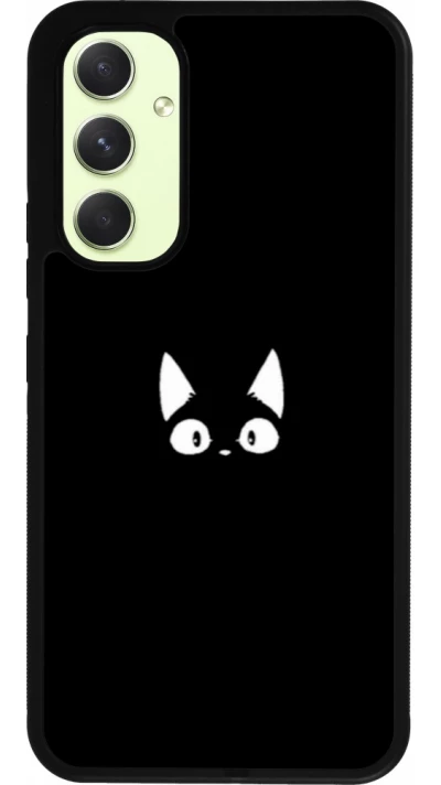 Samsung Galaxy A54 Case Hülle - Silikon schwarz Funny cat on black
