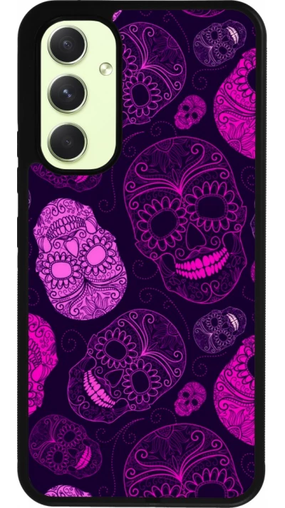 Samsung Galaxy A54 Case Hülle - Silikon schwarz Halloween 2023 pink skulls