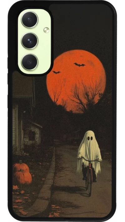 Samsung Galaxy A54 Case Hülle - Silikon schwarz Halloween 2025 Ghost on a bicycle