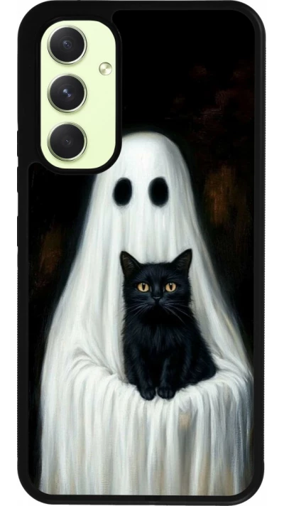 Samsung Galaxy A54 Case Hülle - Silikon schwarz Halloween 2025 Ghost with black cat