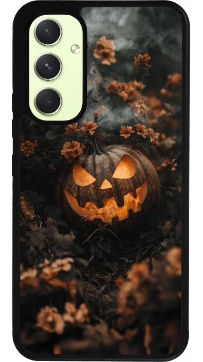 Samsung Galaxy A54 Case Hülle - Silikon schwarz Halloween 2025 Pumpkin with flowers