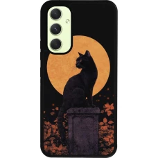 Coque Samsung Galaxy A54 5G - Silicone rigide noir Halloween 2026 Cat Art Nouveau