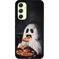 Coque Samsung Galaxy A54 5G - Silicone rigide noir Halloween 2026 Ghost eating pizza