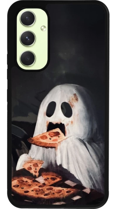 Coque Samsung Galaxy A54 5G - Silicone rigide noir Halloween 2026 Ghost eating pizza