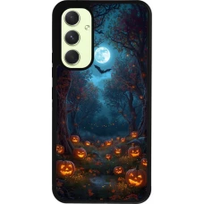 Coque Samsung Galaxy A54 5G - Silicone rigide noir Halloween 2026 Road of Pumpkins