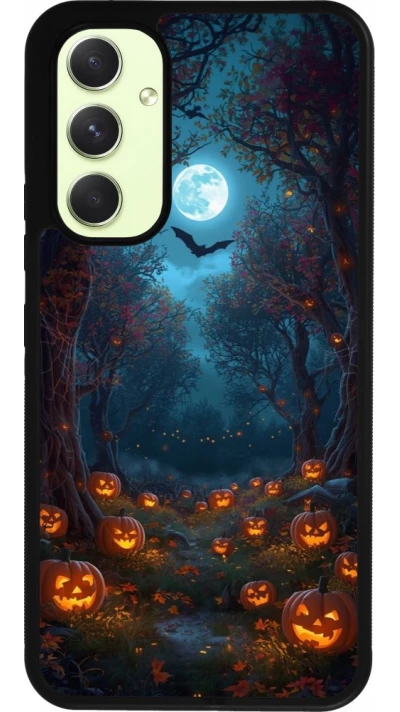 Coque Samsung Galaxy A54 5G - Silicone rigide noir Halloween 2026 Road of Pumpkins
