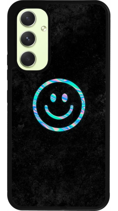 Coque Samsung Galaxy A54 5G - Silicone rigide noir Happy smiely irisé