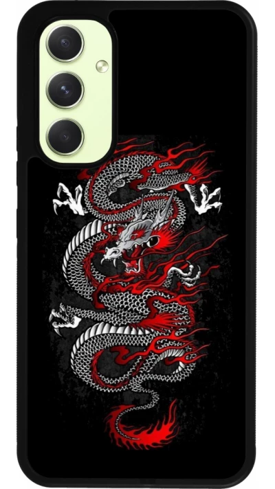 Coque Samsung Galaxy A54 5G - Silicone rigide noir Japanese style Dragon Tattoo Red Black