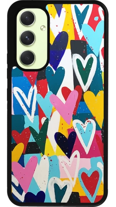 Coque Samsung Galaxy A54 5G - Silicone rigide noir Joyful Hearts