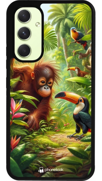 Coque Samsung Galaxy A54 5G - Silicone rigide noir Jungle Tropicale Tayrona