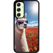 Coque Samsung Galaxy A54 5G - Silicone rigide noir Lama Chic en Coquelicot