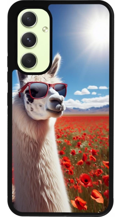 Coque Samsung Galaxy A54 5G - Silicone rigide noir Lama Chic en Coquelicot